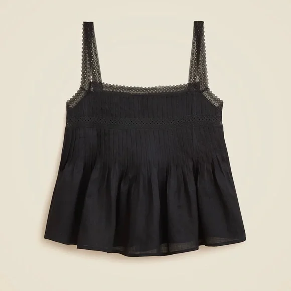 J.Crew Black Lace Trim Top - Picture 1 of 1